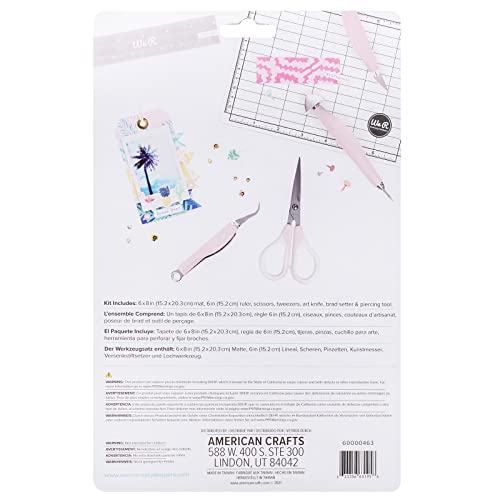 We R Memory Keepers Mini Tool Kit Pink, with Cutting Mat, Ruler, Scissors, Craft Knife, Tweezers, Brad Setter, and Piercing Tool, DIY Craft Projects, Scrapbooking, Journaling, Card Making, and More - Image 3