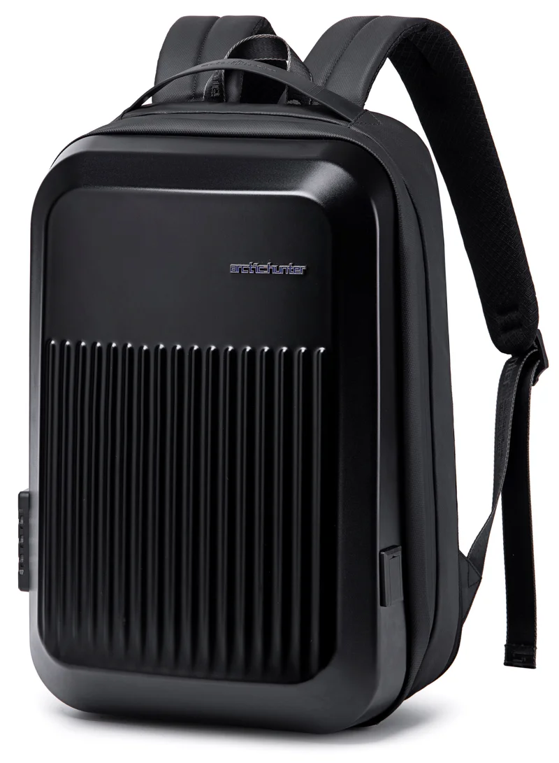 أركتيك هانتر Anti Theft Business Laptop Backpack Waterproof Expandable Hard Shell Backpack with USB Charging Port and TSA Lock for Men and Women B00487 Black