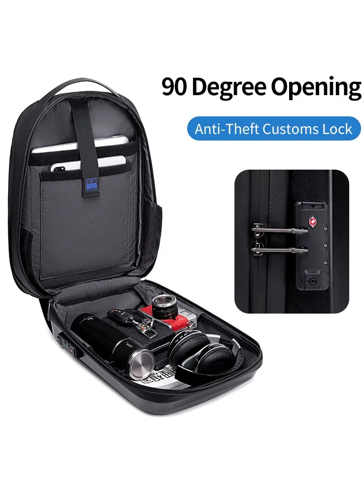 أركتيك هانتر Anti Theft Business Laptop Backpack Waterproof Expandable Hard Shell Backpack with USB Charging Port and TSA Lock for Men and Women B00487 Black