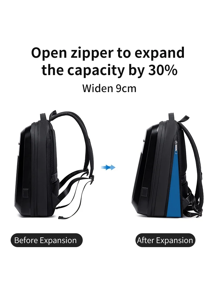 أركتيك هانتر Anti Theft Business Laptop Backpack Waterproof Expandable Hard Shell Backpack with USB Charging Port and TSA Lock for Men and Women B00487 Black