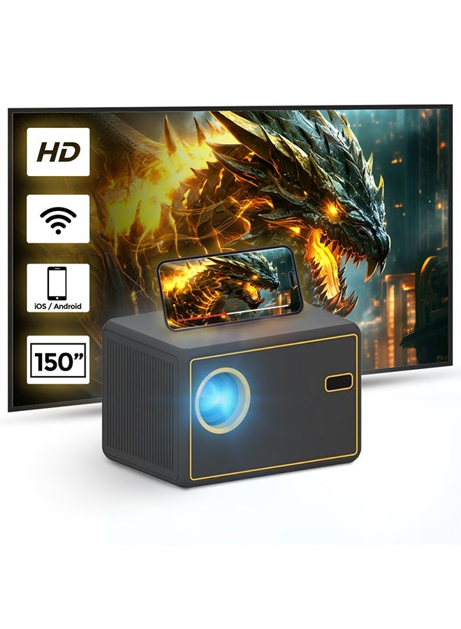 Wownect WiFi Portable Projector 150 ANSI Lumens Portable Outdoor Movie Projector with 200" Screen Supported Y7 Wifi Black & 100 Inch Projector Screen 16:9 Foldable 4K Full HD Projection Screen Anti-Crease Portable Projector Movies Screen for Indoor And Outdoor Support Double Sided Projection UNV-WO-SCR-03 WhiteBundle - Image 2