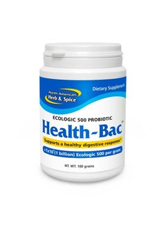 North American Herb & Spice Health-Bac - 100 Grams - Clinically Tested, Ecologic 500 Probiotic - Healthy Digestive Response - Non-GMO, Gluten Free, Soy Free - About 33 Servings  - Image 1