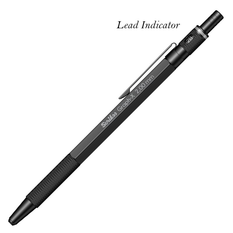 Scrikss 20mm Mechanical Clutch Lead Pen Pencil Matt Black Brass Body Push Mechanism GraphX Series Mini Removable Sharpener - Image 5