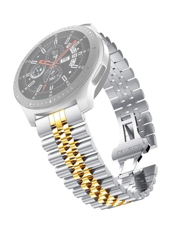 إسكدنيا For Samsung Galaxy Watch 3 Five Beads Steel Replacement Strap Watchband Silver/Gold - Image 1