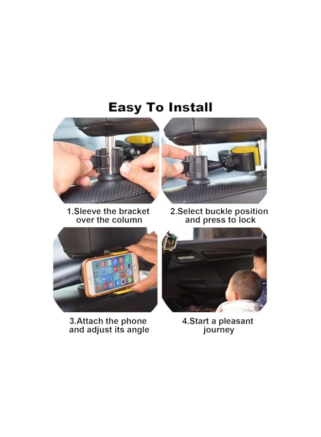 Green Tiger Car Back Seat Phone Holder, Universal, Adjustable 360° Swivel, Secure, Easy Install, Compatible with Most Smartphones - Image 3