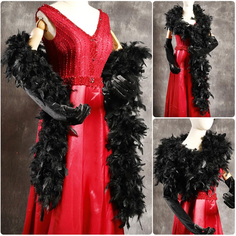 THARAHT Black Chandelle Turkey Feather Boa 2 Yards 40g for DIY Craft Home Dancing Wedding Party Halloween Costume Decoration Feather Boa - Image 4