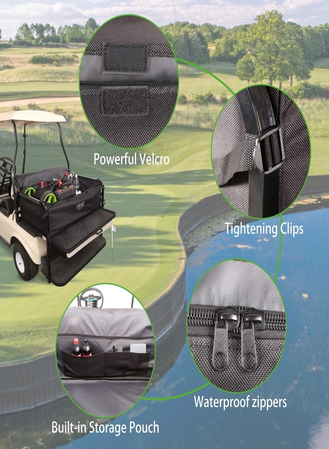 10L0L 4-Passenger Golf Cart Storage Box, 800D PVC Dustproof Rear Bench Bag for Yamaha, EZGO, Club Car, No Drilling Required, Grocery Organizer with Secure Buckles - Image 4