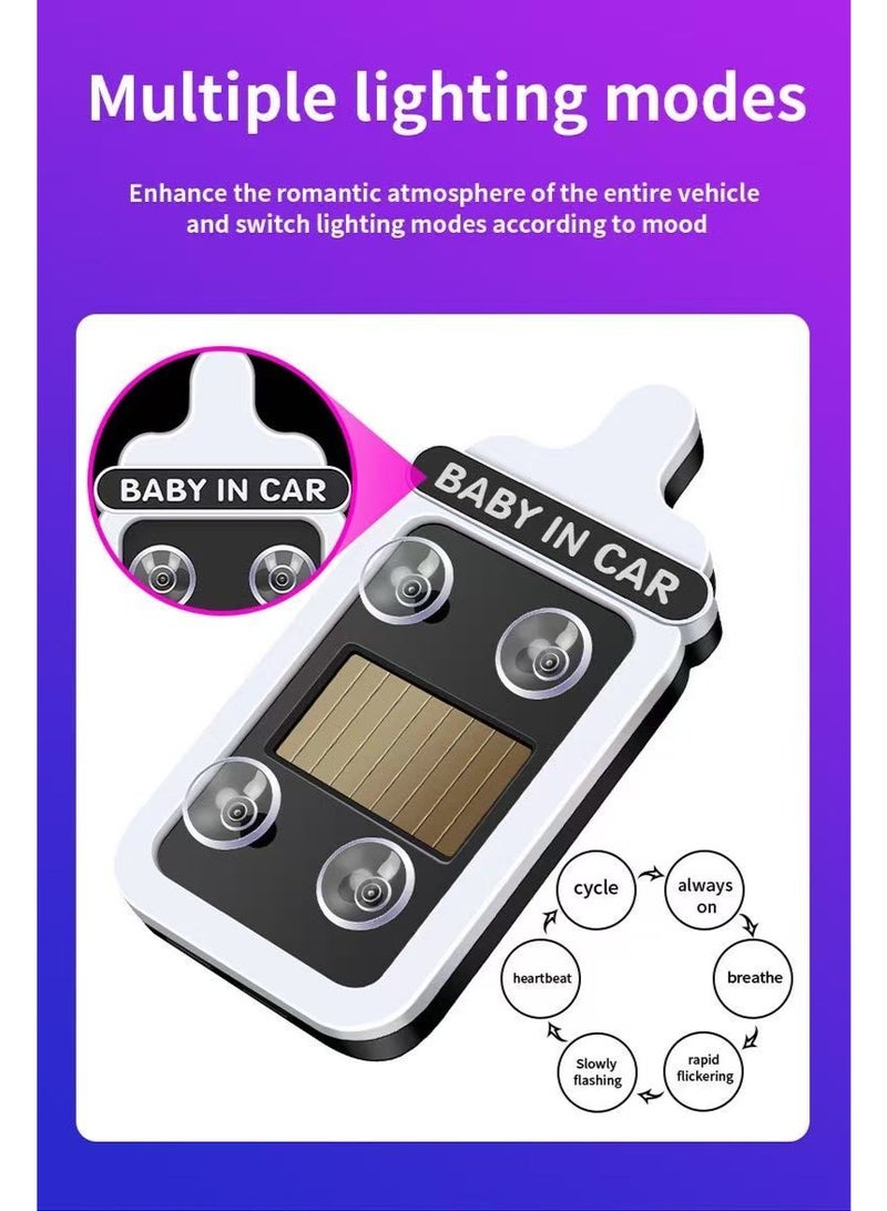 HYH Baby in Car Solar Powered Bottle Shape Car LED Atmosphere Light, Wireless Neon Glow Decorative Lamp, No Wiring Car Triangle Window Safety Warning Light for Baby Safety - Image 4