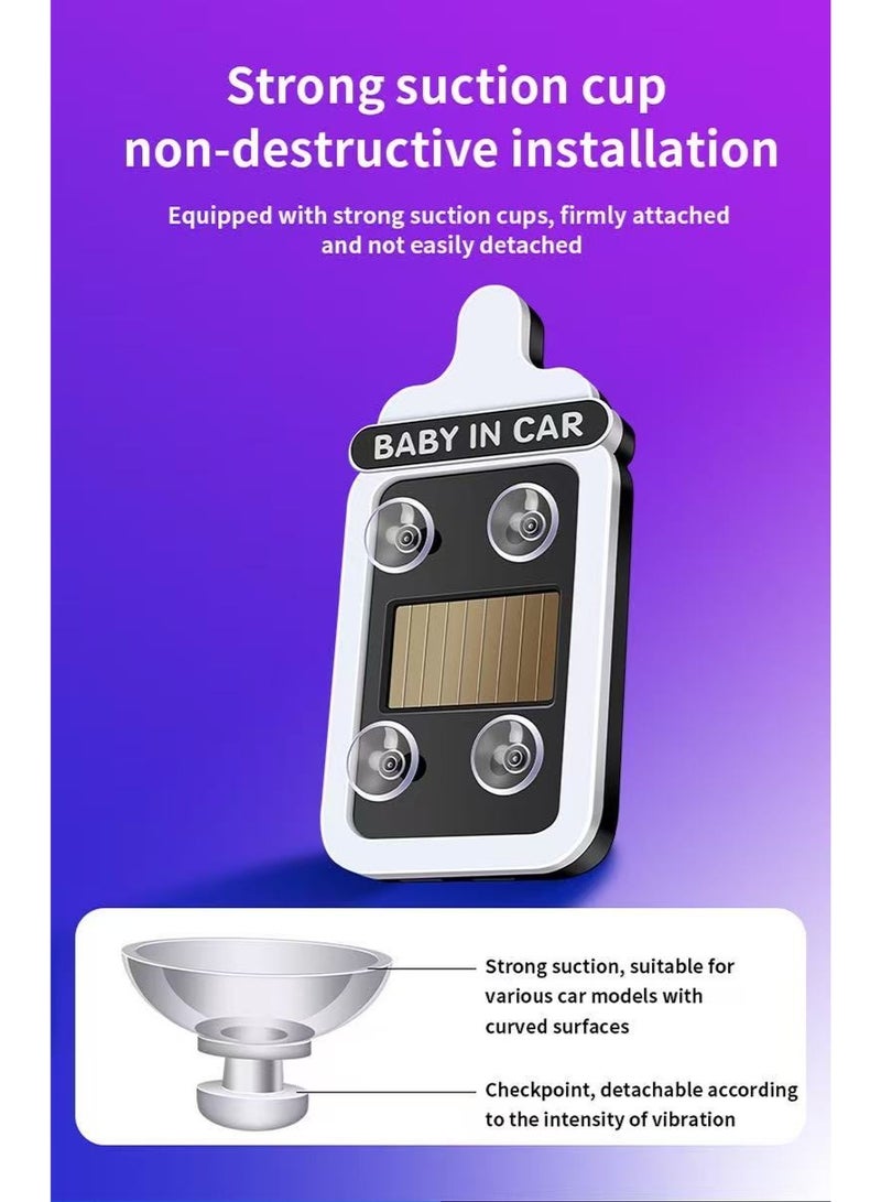 HYH Baby in Car Solar Powered Bottle Shape Car LED Atmosphere Light, Wireless Neon Glow Decorative Lamp, No Wiring Car Triangle Window Safety Warning Light for Baby Safety - Image 5
