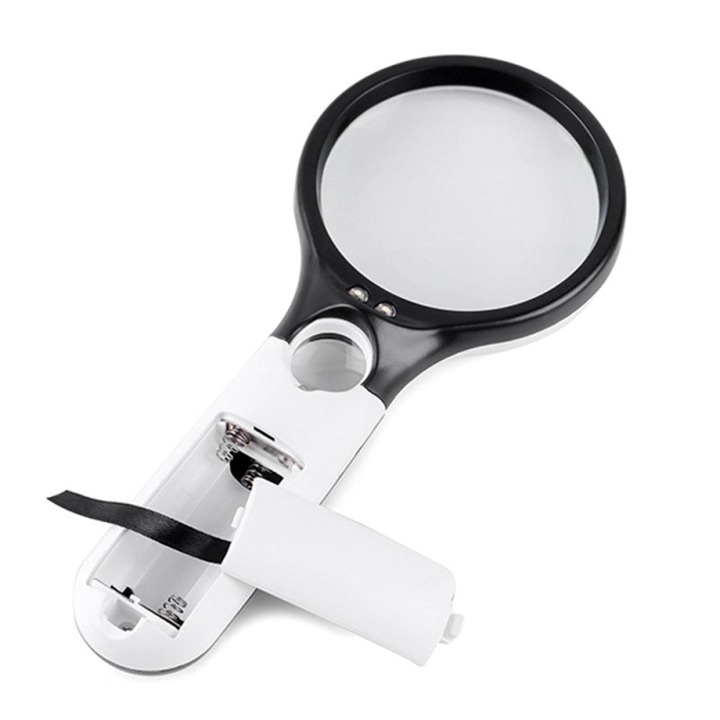 بريق مضخم مضيء: عدسة زجرة بصرية 2.5 ضعف و 45 ضعف - 3 أضواء LED ومقبض ABS مريح للاستخدام - بريق مضخم محمول للقراءة والتفاصيل الدقيقة والجداول الصحفية والخرائط والنماذج المصغرة - Image 2