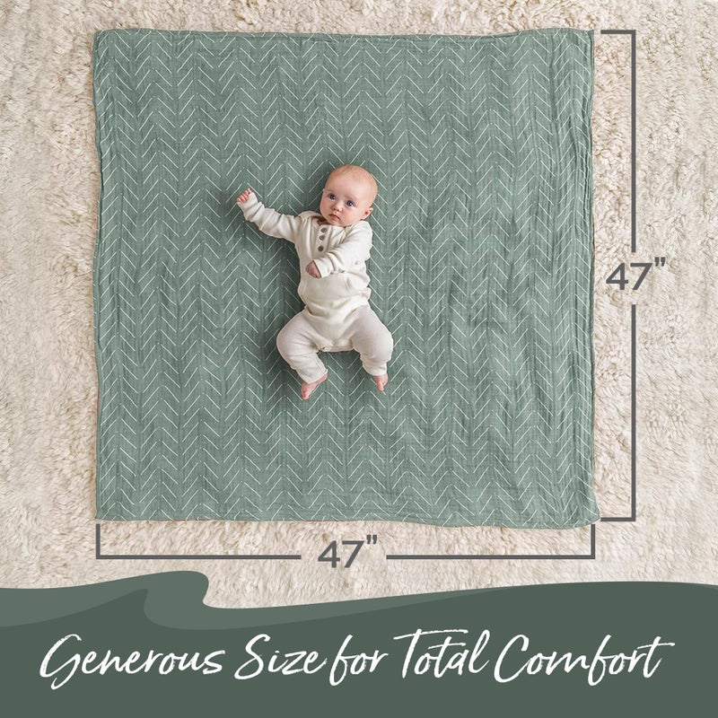 Itzy Ritzy Breastfeeding Boss Multi-Use Cover â€“ A Nursing Cover, Swaddle, Car Seat Wrap, Tummy Time Mat & Burp Cloth All in One â€“ Made of Soft Muslin Fabric & Measures 47â€ x 47â€ (Sage Mudcloth) - Image 5