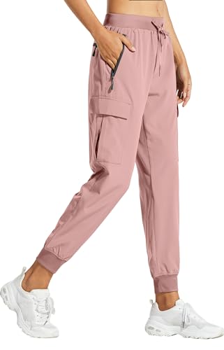 Libin Women's Cargo Joggers Lightweight Quick Dry Hiking Pants Athletic Lounge Casual Travel, Light Pink M - Image 1