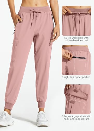 Libin Women's Cargo Joggers Lightweight Quick Dry Hiking Pants Athletic Lounge Casual Travel, Light Pink M - Image 4