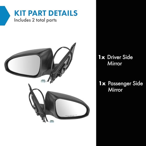 TRQ 2 Piece Driver and Passenger Side Mirror Assembly Set Electric Adjustment Non-Heated No Memory Black Compatible with 2012-2014 Toyota Yaris TO1320279 TO1321279 - Image 2