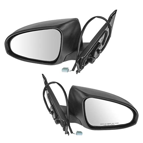 TRQ 2 Piece Driver and Passenger Side Mirror Assembly Set Electric Adjustment Non-Heated No Memory Black Compatible with 2012-2014 Toyota Yaris TO1320279 TO1321279 - Image 1
