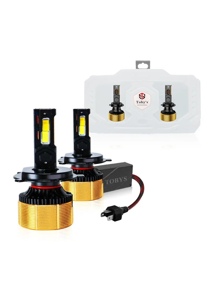 Toby's Toby’s 2 Pieces of EC100 H4 200W LED Headlight – Dual Beam 4300K/6000K with CSP Chip, Smart Can-Bus & Advanced Cooling for Powerful & Extreme All-Weather Performance - Image 1