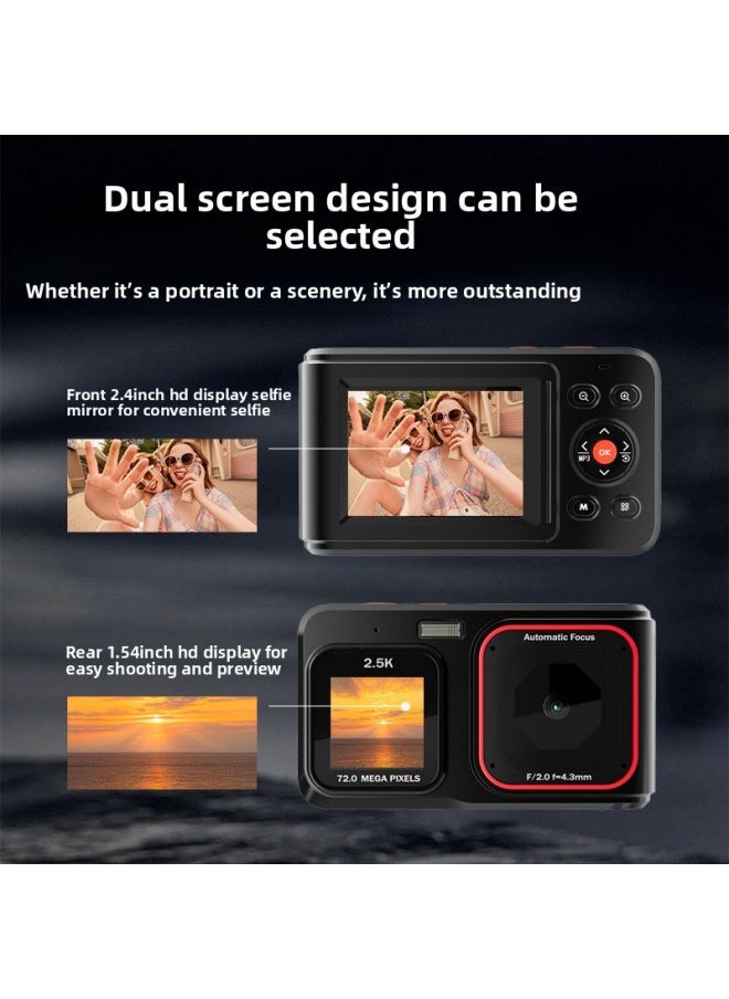 Generic Dual-screen HD 72 Million Pixel Digital Camera Home Travel Portable Shooting Mini Card Machine-Body Color:blue  - Image 4