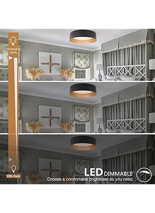 Arabest Matte Black and Gold LED Flush Mount Ceiling Light, 12.5 inch, Dimmable, 3000K Warm White, 18W, Perfect for Bedroom and Hallway - Stylish Outdoor Lighting Fixture (Equivalent to 100W)  - Image 5