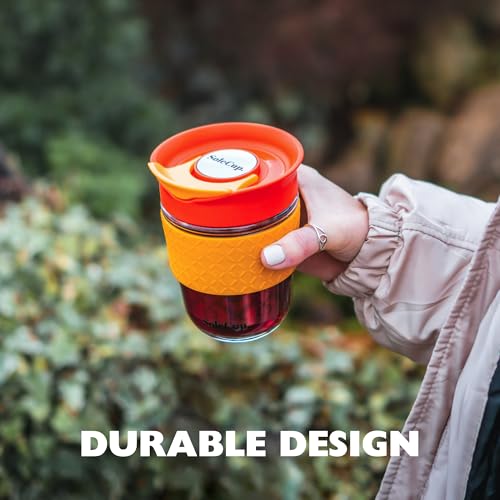 SoleCup. Travel Mug Loose Tea Infuser - Detachable Tea Strainer with Spillproof Lid - BPA-Free Reusable Glass Travel Coffee Cup with Silicone Band (Ice Cream, 12oz) - Image 5