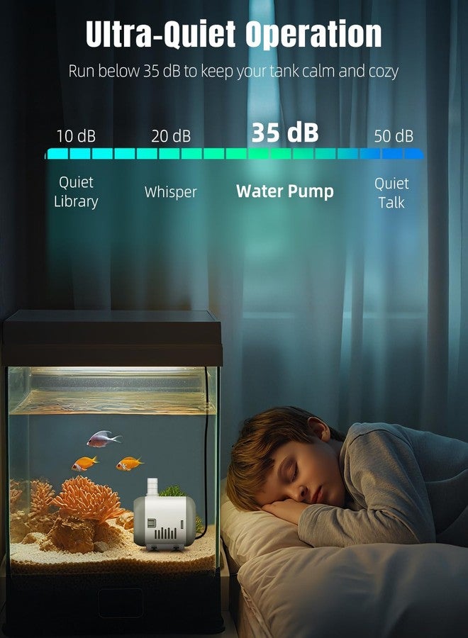 باوفلي مضخة نافورة صغيرة من باوفلاي، مضخة مياه غاطسة بقدرة 240 جالونًا في الساعة، مضخة مياه صغيرة بقدرة 12 واط مع ارتفاع رفع يصل إلى 3.9 قدم، مضخة نافورة مياه هادئة لأحواض أسماك الزينة والشلالات - Image 2