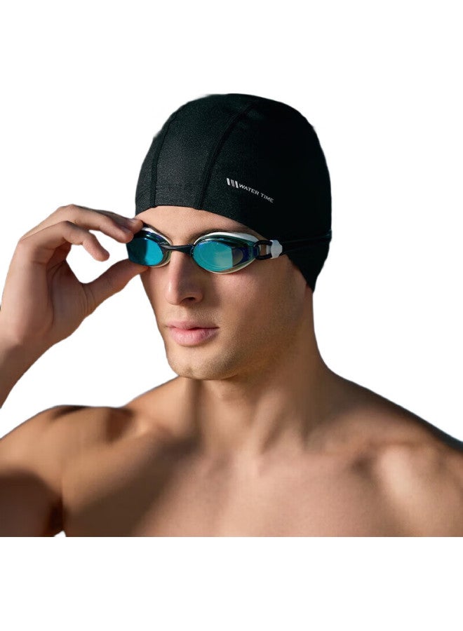 WATERTIME Silicone Swim Cap For Men And Women, Extra Large Size With Starlight Series Design For Long Hair, Star Diamond Black - Image 2
