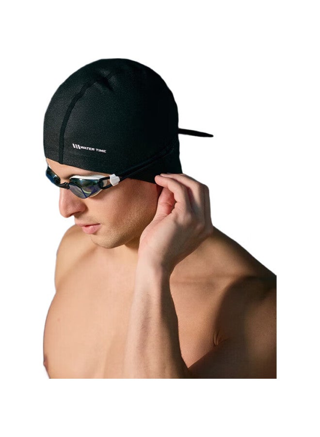 WATERTIME Silicone Swim Cap For Men And Women, Extra Large Size With Starlight Series Design For Long Hair, Star Diamond Black - Image 1