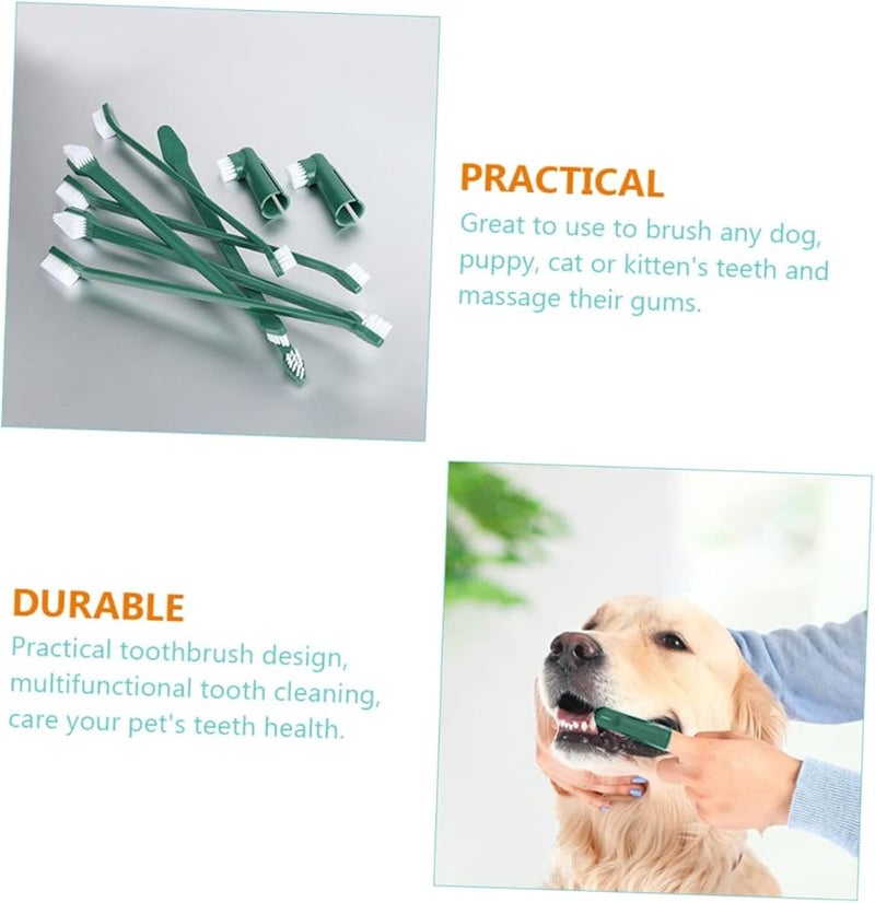 مجموعة فرشاة أسنان الحيوانات الأليفة للكلاب والقطط - 2 مجموعة مع فرشاة الأصابع للعناية بالفم - Image 3