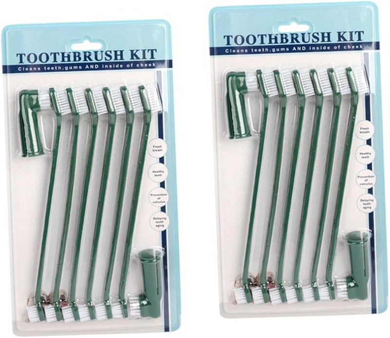 مجموعة فرشاة أسنان الحيوانات الأليفة للكلاب والقطط - 2 مجموعة مع فرشاة الأصابع للعناية بالفم - Image 1