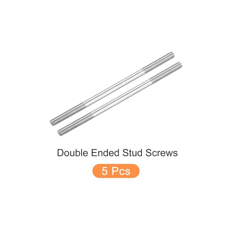 METALLIXITY Double Ended Stud Screws (M6 Thread 100mm Length) 5pcs, 304 Stainless Steel Dual Threaded Rod Bolts - for House Maintenance - Image 5