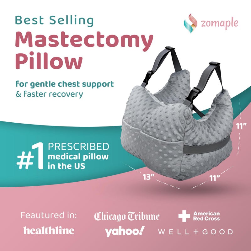 Zomaple Mastectomy Recovery Pillow with Strap, Swirly Gel Pack, Seat Belt Cover & Shower Lanyard â€“ Post-Op Essentials, Breast Augmentation/Reduction & Recovery Supplies â€“ Washable Cover for Comfort - Image 2