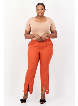 The Giving Movement Women Regular Fit Solid Flare Pants, Rust  - Image 4