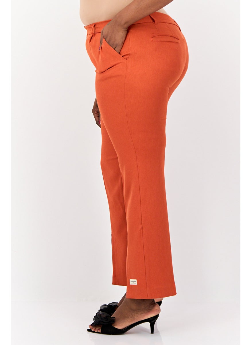The Giving Movement - Women Regular Fit Solid Flare Pants, Rust - Image 1