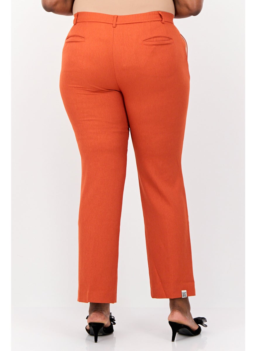 The Giving Movement - Women Regular Fit Solid Flare Pants, Rust - Image 1
