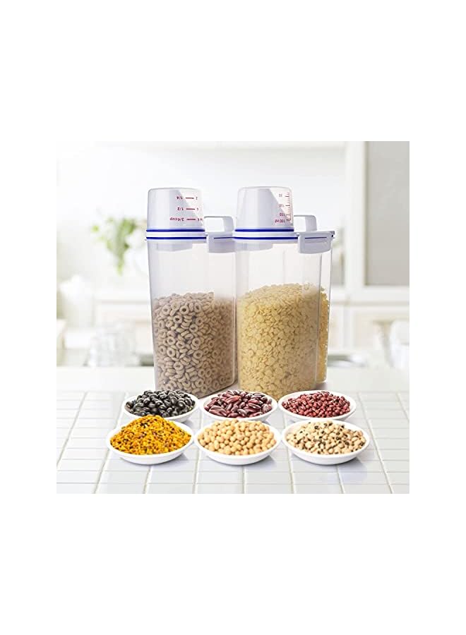 S-TOP 2Pcs Cereal Containers Set | 2.5L / 2KG Capacity Airtight Food Storage Container | BPA Free Plastic Rice Storage Bin/Dispenser + Measuring Cup & Pour Spout - Image 3