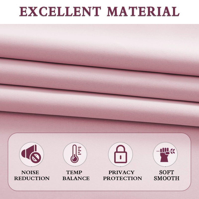 DONREN Pink Room Darkening Curtains for Bedroom Girls - Home Decoration Privacy Protection Thermal Insulated Blackout Window Drape with Rod Pocket (Set of 2 Panels,42 x 54 Inch) - Image 5