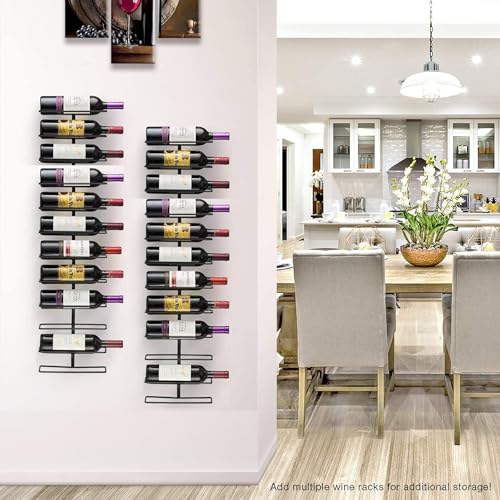 Sorbus Wall Mount Wine Rack – Holds 12 Bottles – Black Metal Wine Bottle Holder for Wall, Modern Wine Rack for Home Bar, Kitchen - Image 4