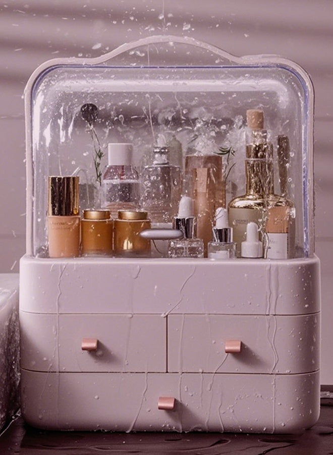 Portable cosmetic case, dust-proof, large-capacity transparent desktop cosmetic storage box, home dressing table, flip-top lipstick storage box - Image 3