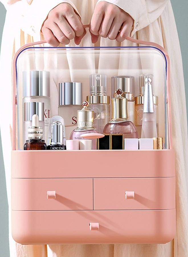 Portable cosmetic case, dust-proof, large-capacity transparent desktop cosmetic storage box, home dressing table, flip-top lipstick storage box - Image 5