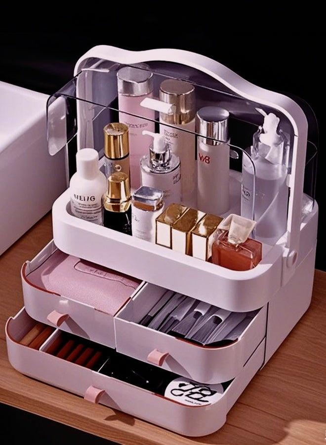 Portable cosmetic case, dust-proof, large-capacity transparent desktop cosmetic storage box, home dressing table, flip-top lipstick storage box - Image 2