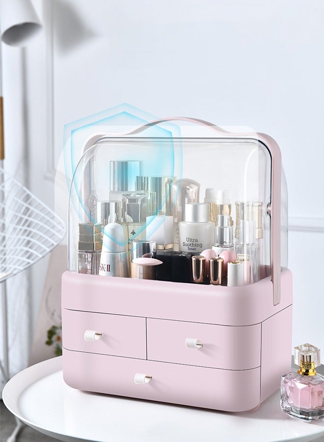Portable cosmetic case, dust-proof, large-capacity transparent desktop cosmetic storage box, home dressing table, flip-top lipstick storage box - Image 1