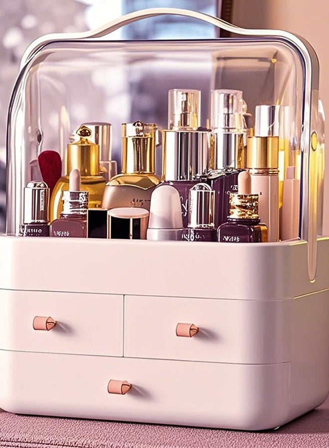 Portable cosmetic case, dust-proof, large-capacity transparent desktop cosmetic storage box, home dressing table, flip-top lipstick storage box - Image 4