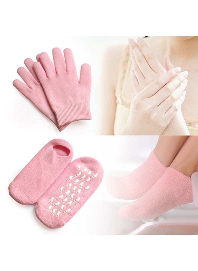 4-Piece Silicon Gel Gloves And Socks Set Multicolour - Image 2