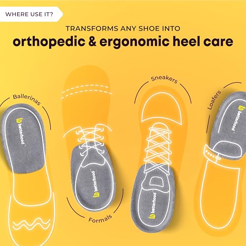 betterhood PosturePro Orthopedic Heel Pads for Heel Pain Relief | Extra Cushioning Heel Insoles | Shock Absorb Shoe Inserts for Men Women | All-day Comfort Heel Cushions (Size 5-8 UK, Pack of 1 Pair) - Image 3