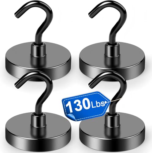 LOVIMAG Magnetic Hooks Heavy Duty 130lbs Strong Neodymium Magnet Hook for Cruise Cabins Magnets with Hooks for Locker Accessories Classroom Must Haves Kitchen Office Metal Door Decor 4 Pack - Image 1