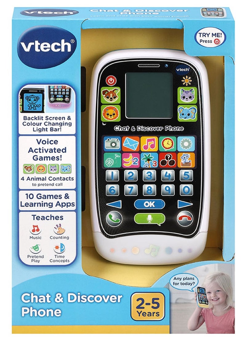 VTech Chat & Discover Toy Phone with Light-Up Screen, Games & Learning Apps for Toddlers - Image 5