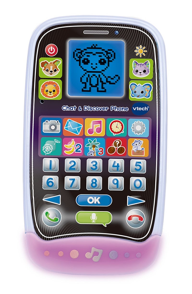 VTech Chat & Discover Toy Phone with Light-Up Screen, Games & Learning Apps for Toddlers - Image 1