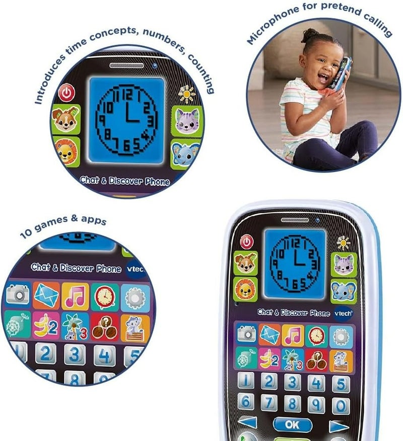 VTech Chat & Discover Toy Phone with Light-Up Screen, Games & Learning Apps for Toddlers - Image 2
