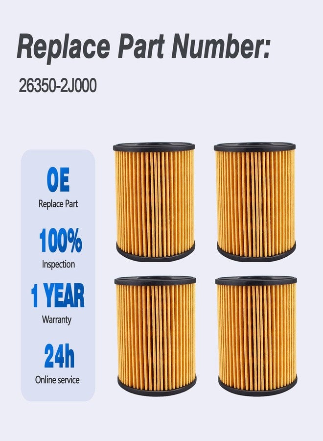فلتر زيت المحرك CULMKARI 26350-2J000 مناسب لسيارات هيونداي إلنترا 2.0 لتر موديل 2021-2022 وسوناتا 2.0 لتر هايبرد موديل 2020-2022 (4 قطع) - Image 3