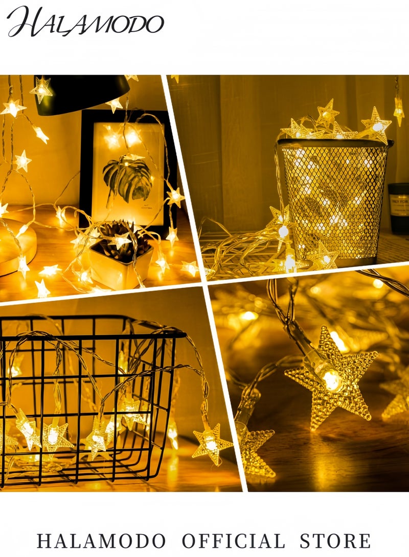 HALAMODO Star 50 Led String Lights White/Gold  - Image 4