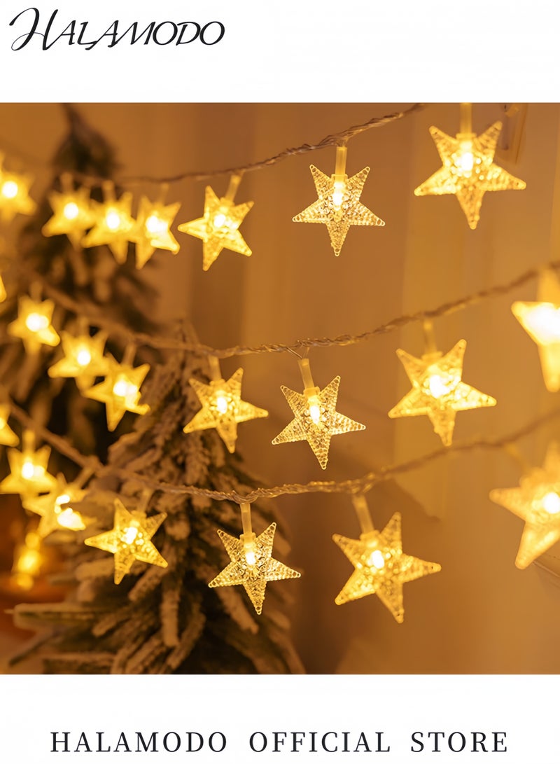 HALAMODO Star 50 Led String Lights White/Gold  - Image 3
